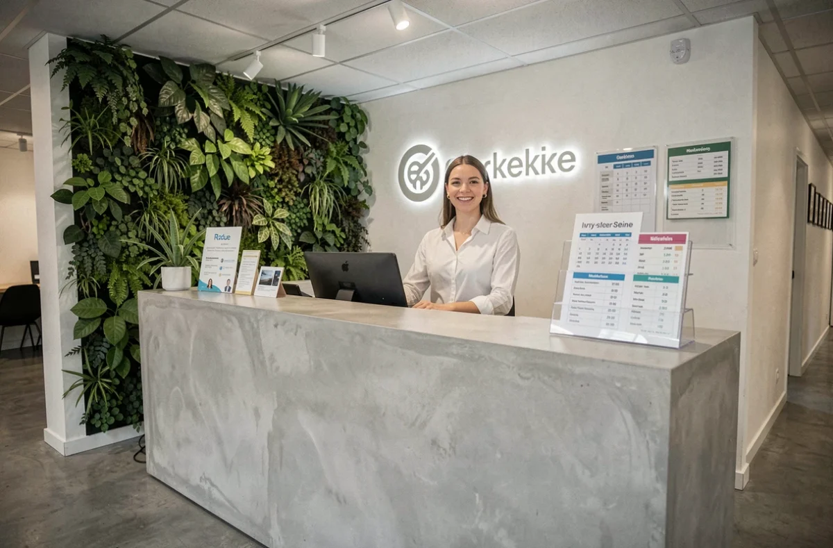 Accueil d'un espace de coworking à Ivry-sur-Seine avec affichage des tarifs et des formules d'abonnement