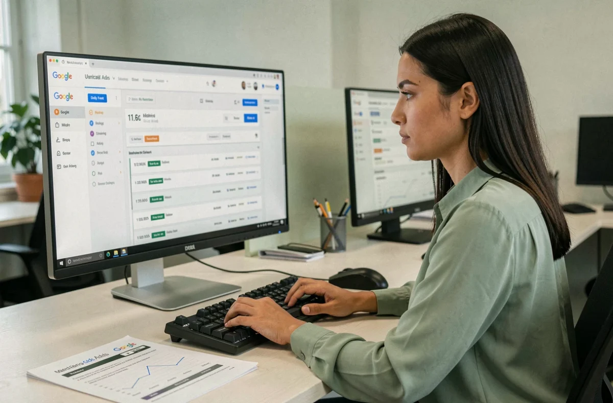 Experte de l'agence Vaniseo gérant des campagnes Google Ads en temps réel sur son poste de travail