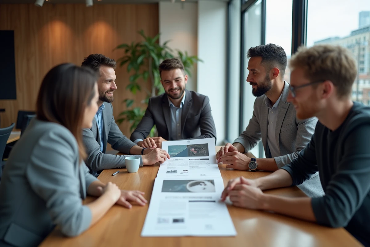 Groupe de collègues discutant d