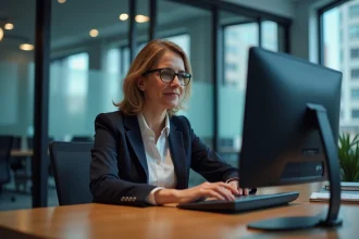 Femme d'affaires en sécurité informatique au bureau