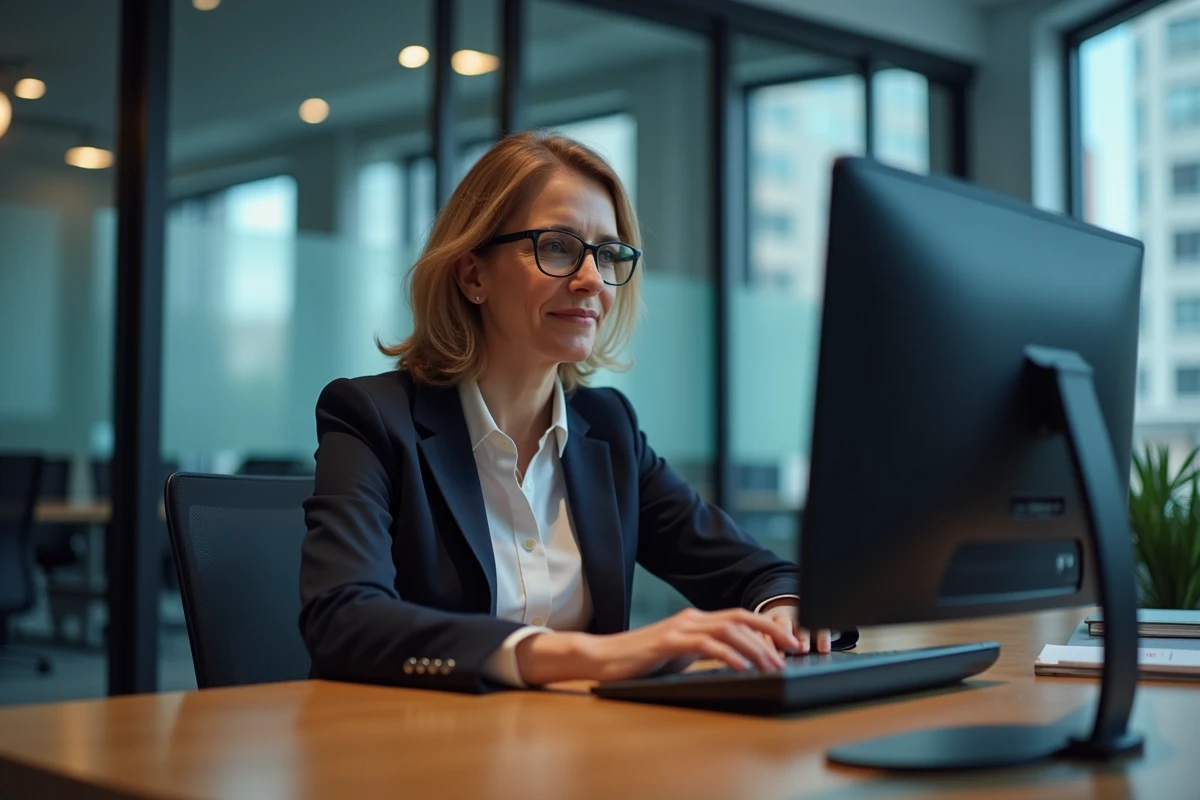 Femme d'affaires en sécurité informatique au bureau