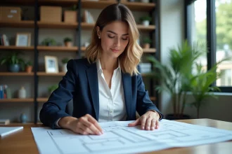 Femme professionnelle en réunion d'architecture
