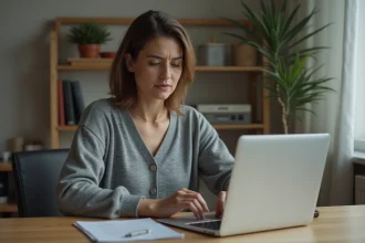 Femme réfléchissant à sa démission dans un bureau calme
