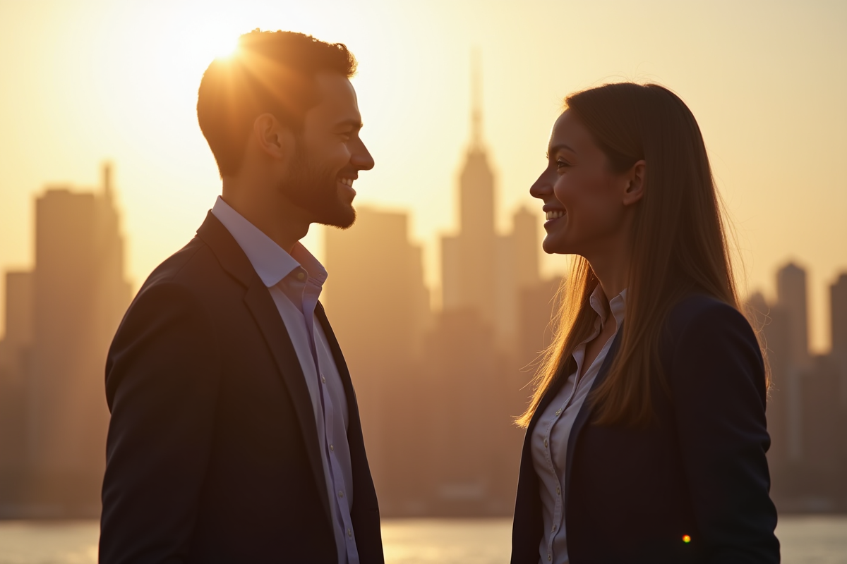 Jeune leader en extérieur recevant un mentorat en ville