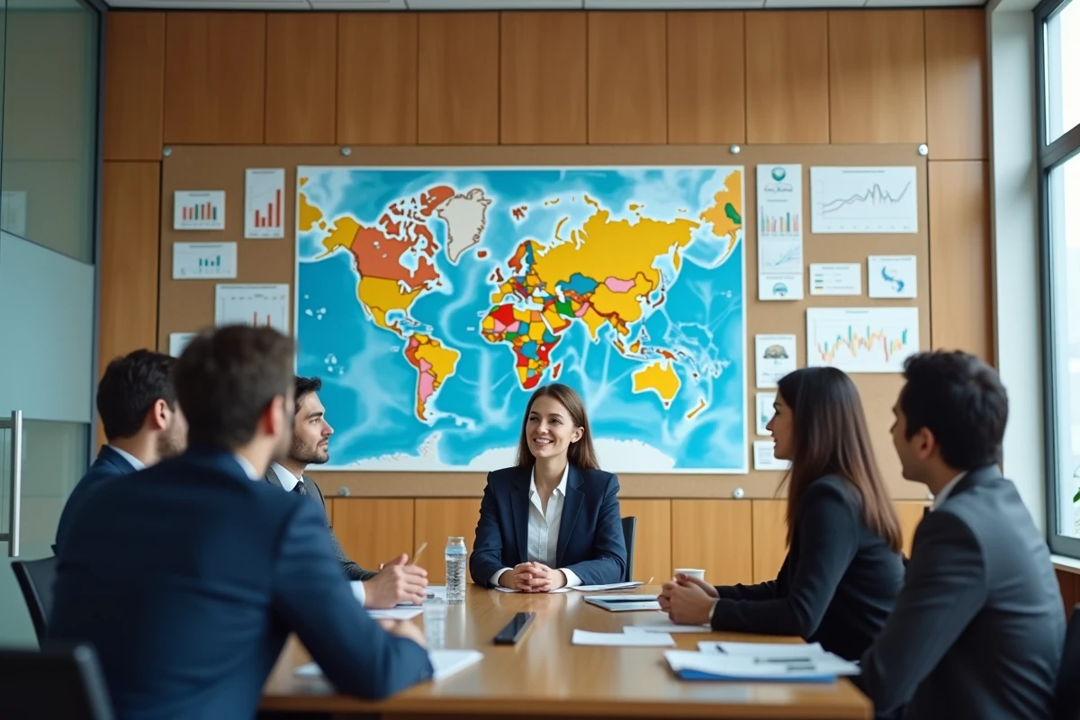 Groupe de professionnels discutant autour d