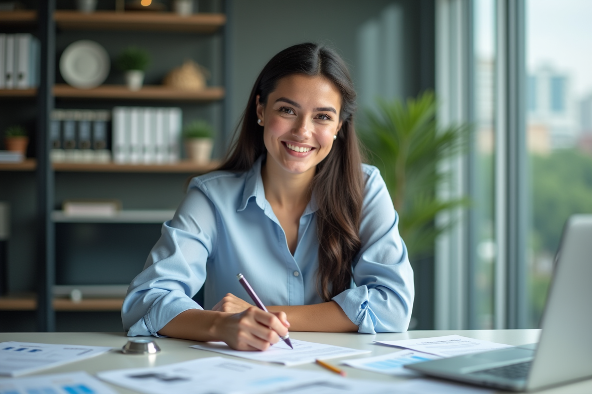 Superviseure féminine en réunion dans un bureau moderne